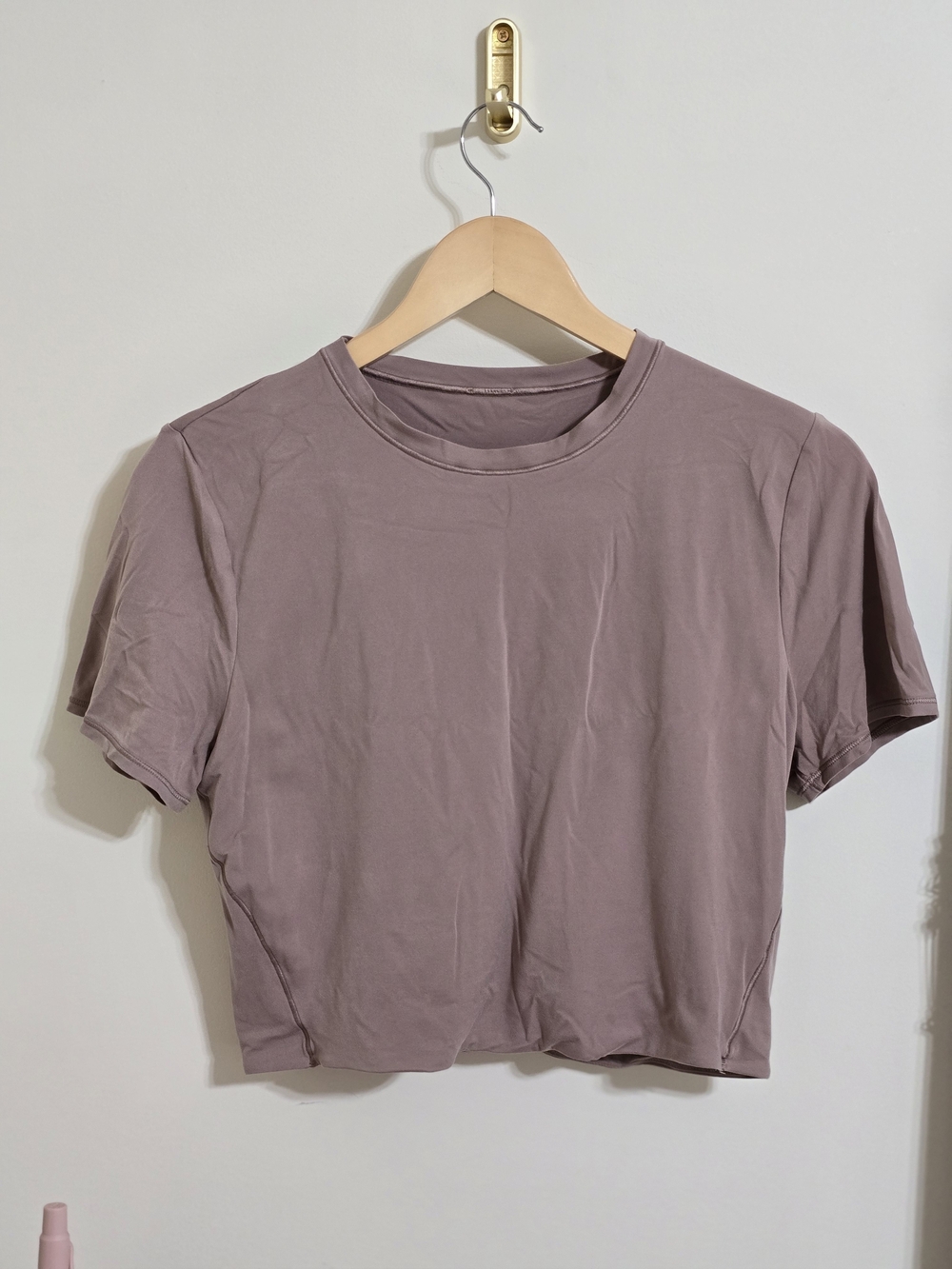 Lululemon Wundermost Ultra-Soft Nulu Crewneck Cropped T-Shirt in Twilight Rose